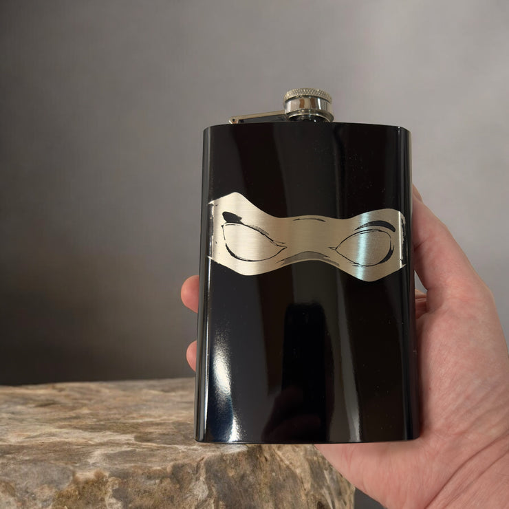 8oz BLACK Ninja Mask Flask