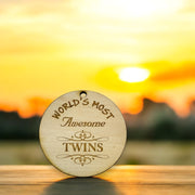 Ornament - World's most awesome Twins - Raw Wood