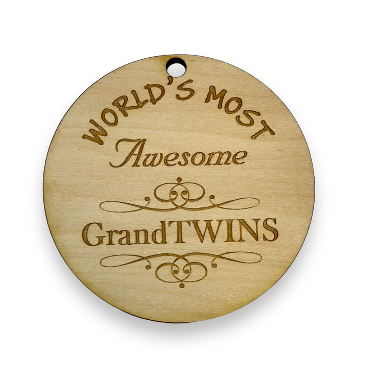 Ornament - World's most awesome GrandTwins - Raw Wood