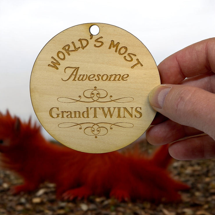 Ornament - World's most awesome GrandTwins - Raw Wood