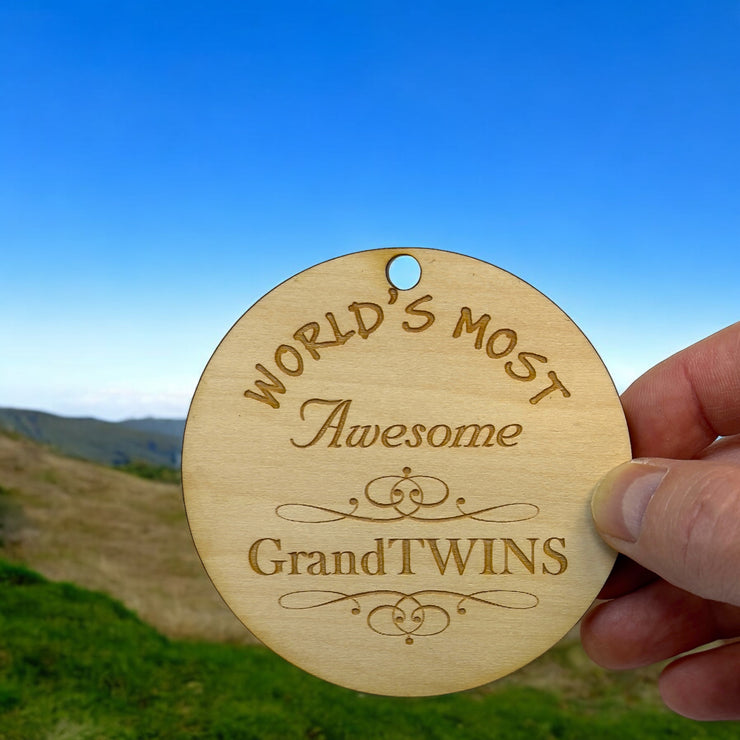 Ornament - World's most awesome GrandTwins - Raw Wood