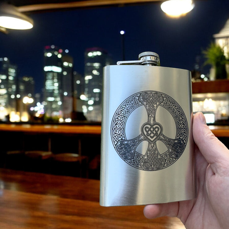 8oz Celtic Love and Peace Stainless Steel Flask