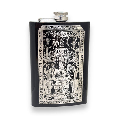 8oz BLACK Mayan Astronaut Flask