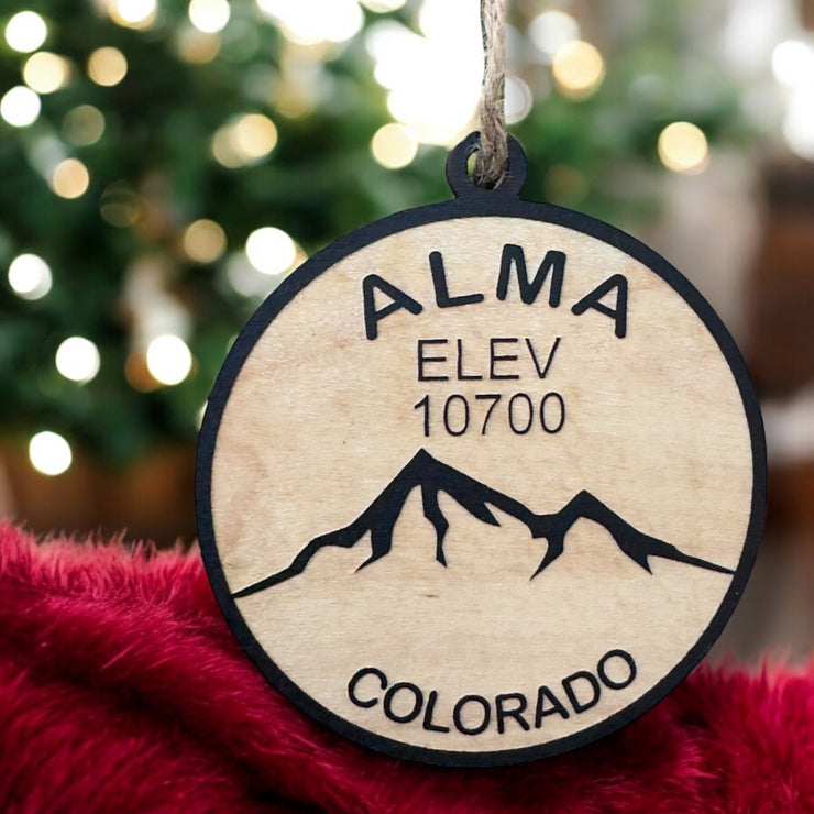 Ornament - Black - Alma Colorado elevation 10700 feet