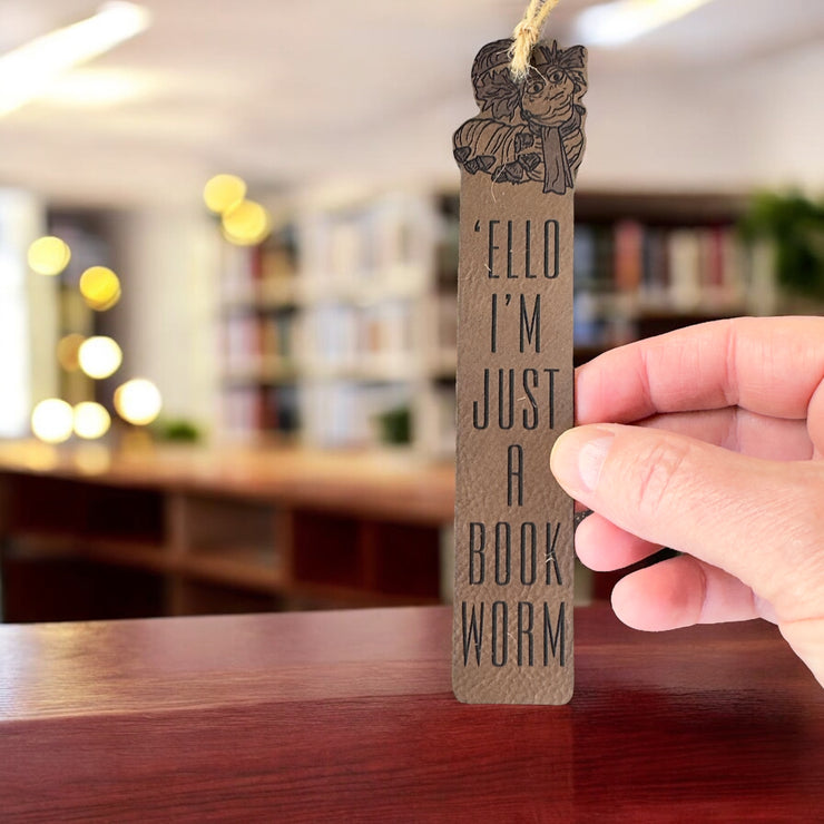 Bookmark - LEATHER - Ello Im Just a Book Worm