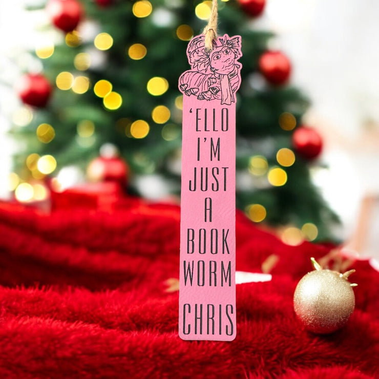 Bookmark - LEATHER - PERSONALIZED - Ello Im Just a Book Worm