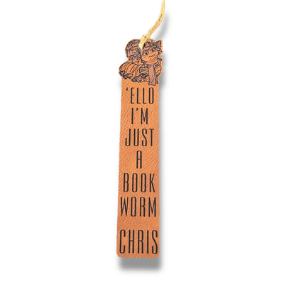 Bookmark - LEATHER - PERSONALIZED - Ello Im Just a Book Worm