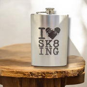 8oz I Love Skating Stainless Steel Flask