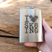 8oz I Love Skating Stainless Steel Flask