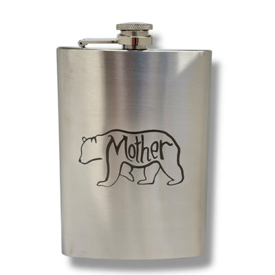 8oz Mother Bear Stainless Steel Flask