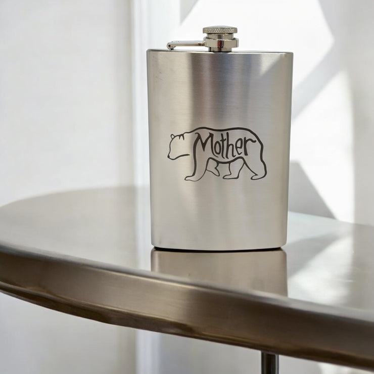 8oz Mother Bear Stainless Steel Flask