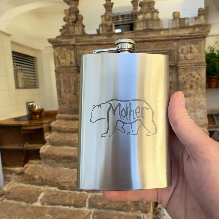 8oz Mother Bear Stainless Steel Flask