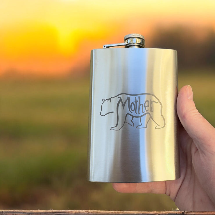 8oz Mother Bear Stainless Steel Flask