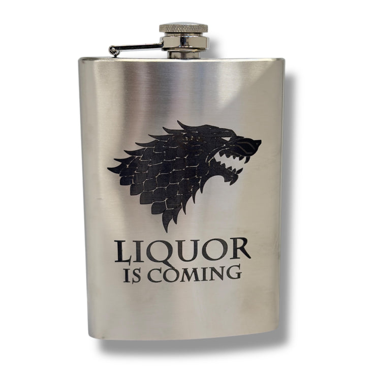 8oz Liquor Is Coming Stainless Steel Flask