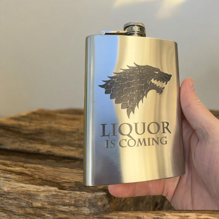 8oz Liquor Is Coming Stainless Steel Flask