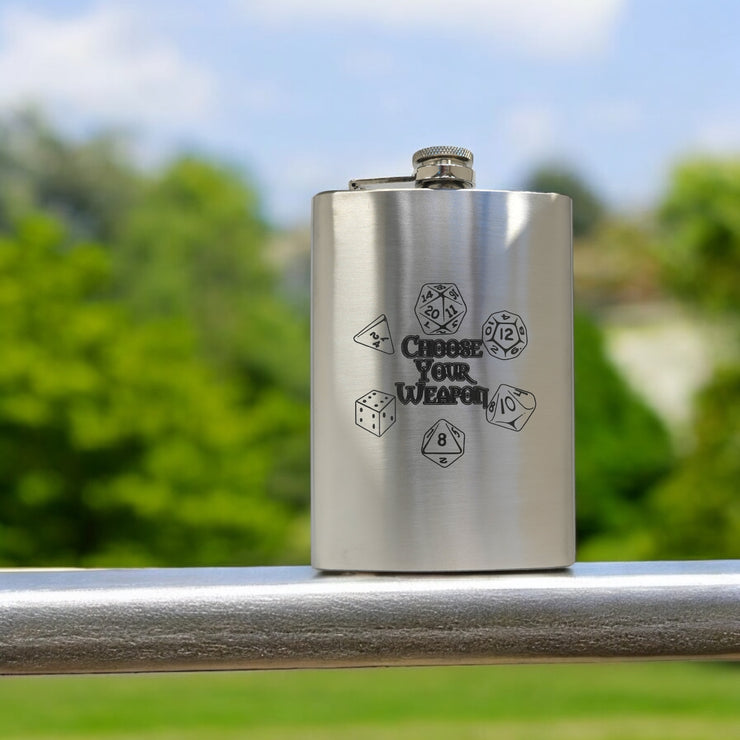 8oz Choose Your Weapon SS Stainless Steel Flask