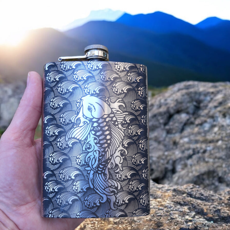 8oz Koi Fish Stainless Steel Flask