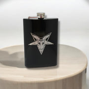 8oz BLACK Baphomet Star Flask