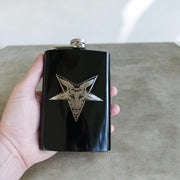 8oz BLACK Baphomet Star Flask