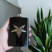 8oz BLACK Baphomet Star Flask