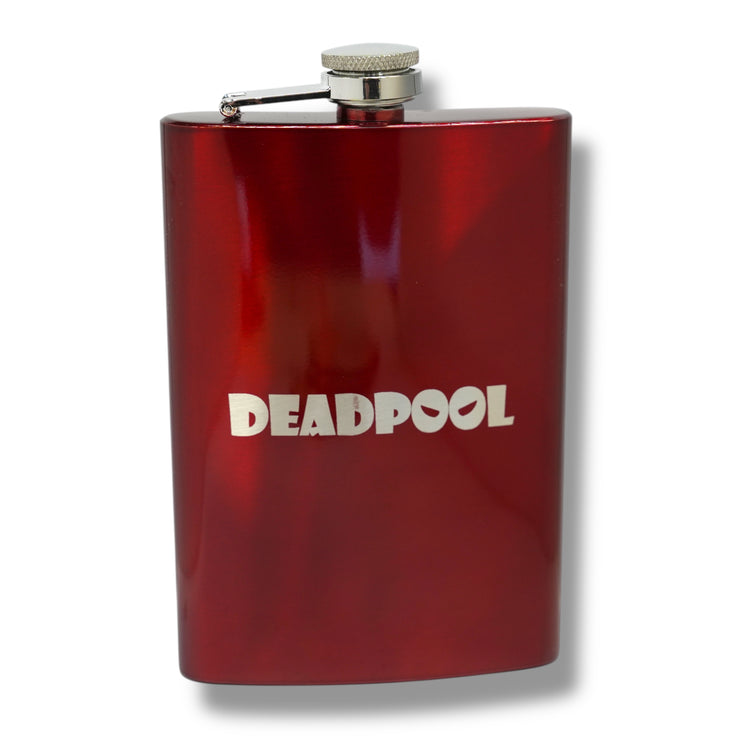 8OZ Deadpool Flask - BLACK, RED, STAINLESS, OR 6OZ LEATHER