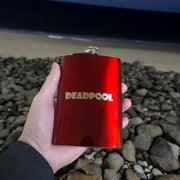 8OZ Deadpool Flask - BLACK, RED, STAINLESS, OR 6OZ LEATHER