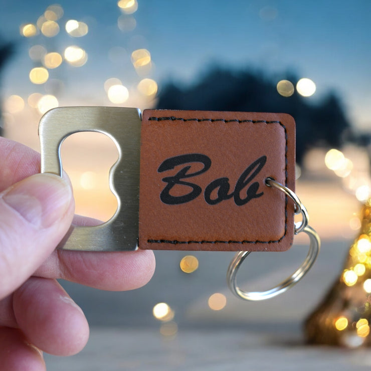 Keychain - Bottle Opener -PERSONALIZED - Leather