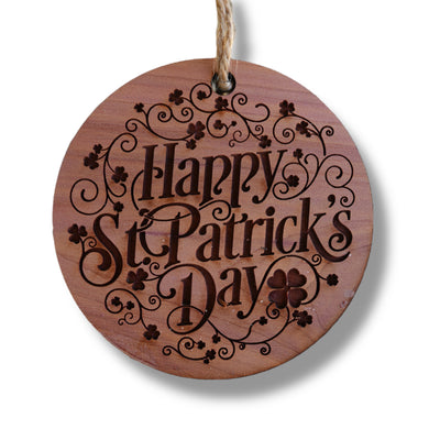 Happy St. Patricks Day - Raw Cedar Ornament 3x3in