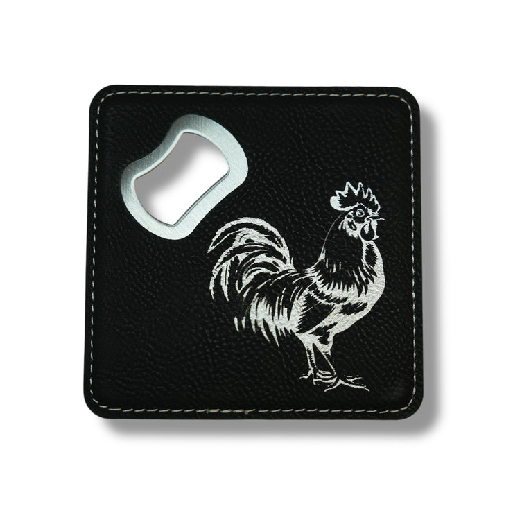 Coaster W/ BOTTLE OPENER - Chicken - SET OF 2