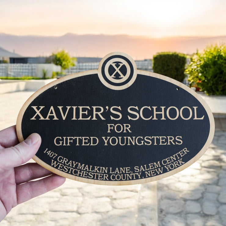 Xavier's School for Gifted Youngsters - Black Door Sign 6x9inches