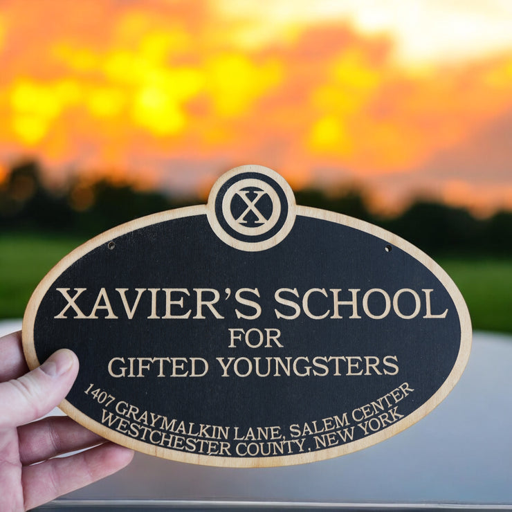 Xavier's School for Gifted Youngsters - Black Door Sign 6x9inches