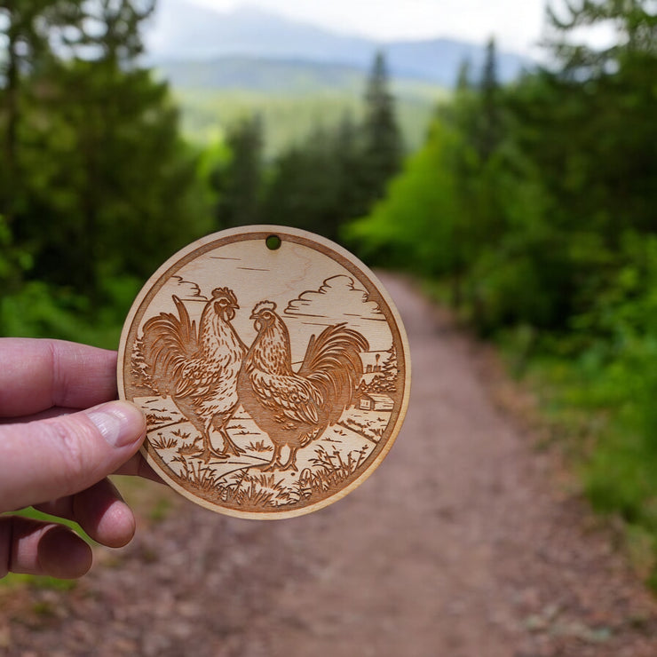 Ornament - Chicken Ranch - Raw Wood