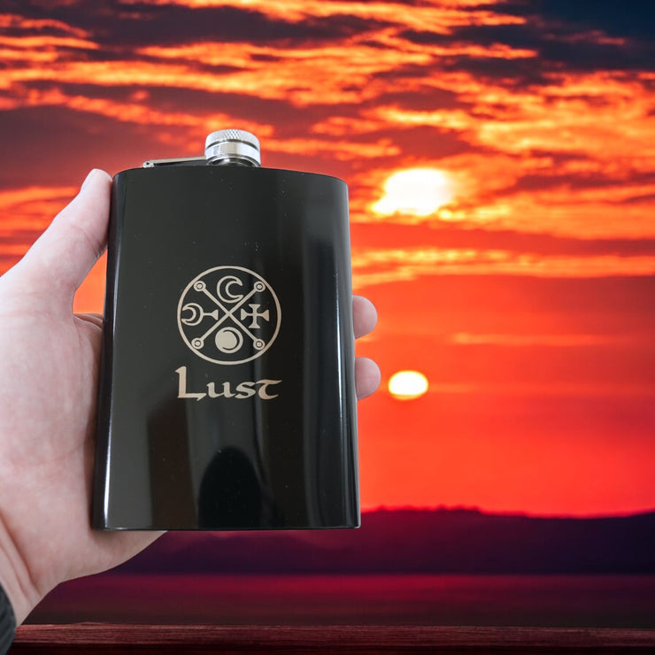 8oz BLACK Seven Deadly Sins LUST Flask