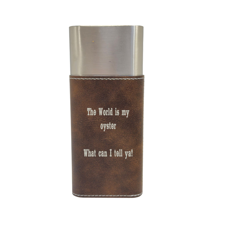 Cigar Case with Cutter - The World is my oyster What can i tell ya Leather