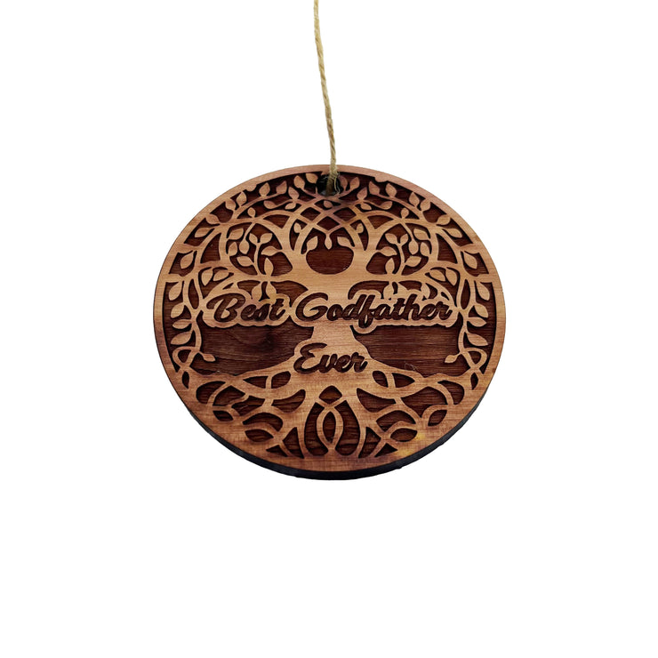 Best Godfather Ever Celtic Tree of Life - Cedar Ornament