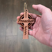 Best Preacher Ever Celtic Cross - Cedar Ornament