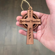 Best Pastor Ever Celtic Cross - Cedar Ornament