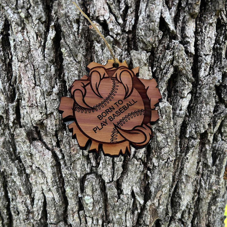 Born to Play Baseball - Cedar Ornament