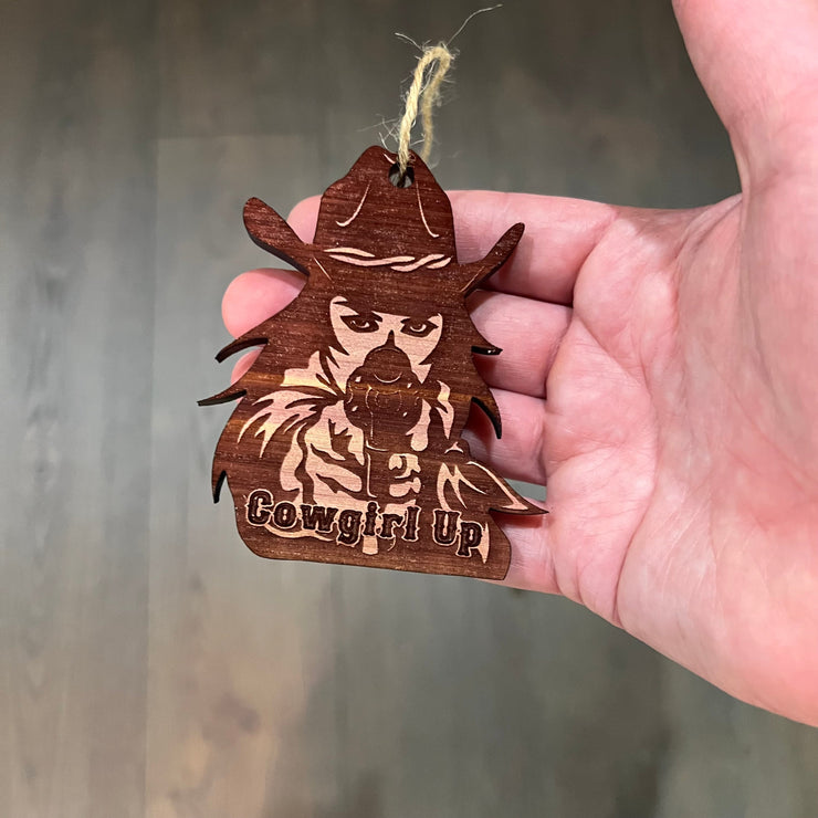 Cowgirl Up - Cedar Ornament