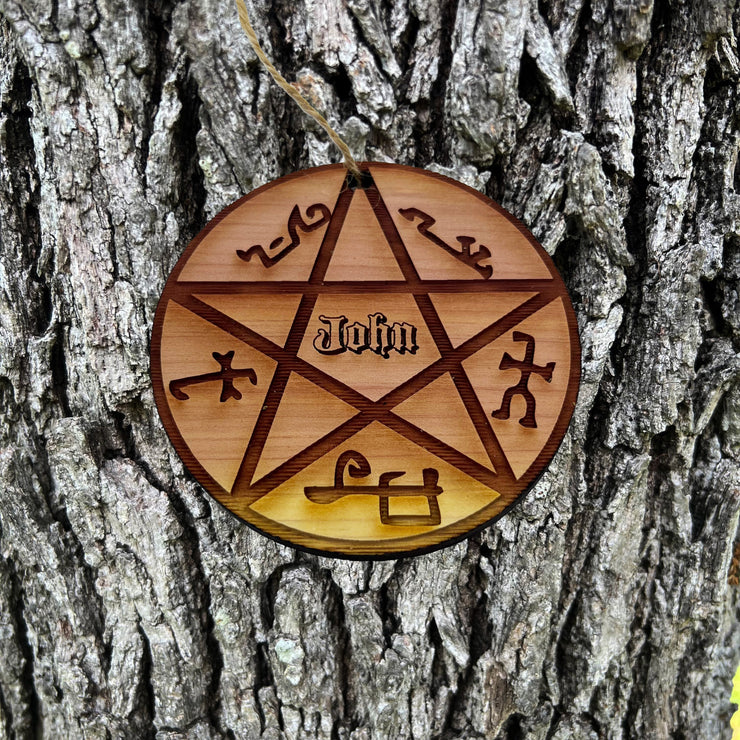 Customized PERSONALIZED Demon Trap With your Name - Cedar Ornament