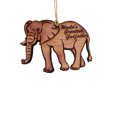 Elephant Worlds Greatest Godfather - Cedar Ornament