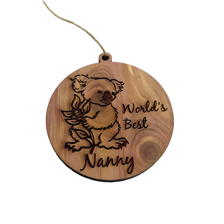 Koala Worlds Best Nanny - Cedar Ornament