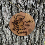 Koala Worlds Best Nanny - Cedar Ornament