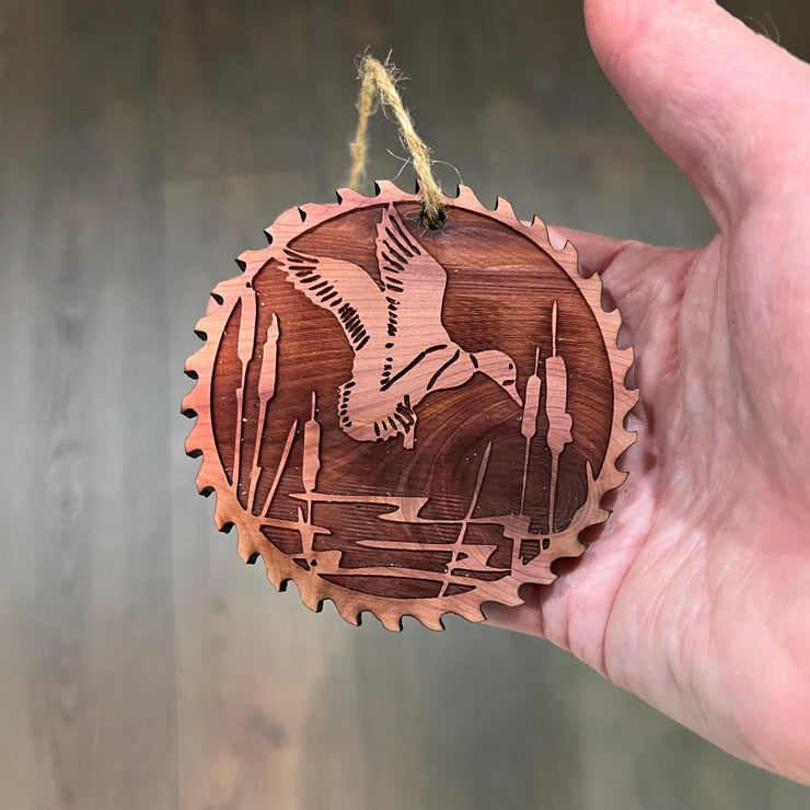 Sawblade with Duck - Cedar Ornament