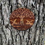 World's Best Mom Two Squirrels and Tree of Life - Cedar Ornament