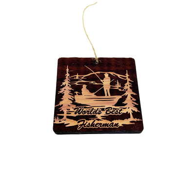 World's best Fisherman Fisherman - Cedar Ornament