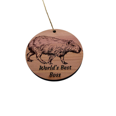 Worlds Best Boss Capybara - Cedar Ornament