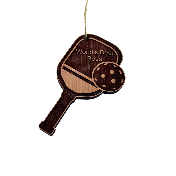 Worlds Best Boss Pickleball - Cedar Ornament