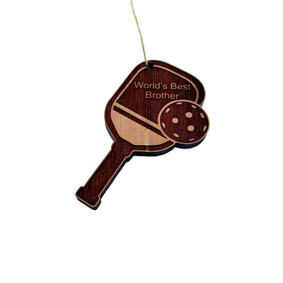 Worlds Best Brother Pickleball - Cedar Ornament