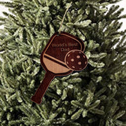 Worlds Best Dad Pickleball - Cedar Ornament